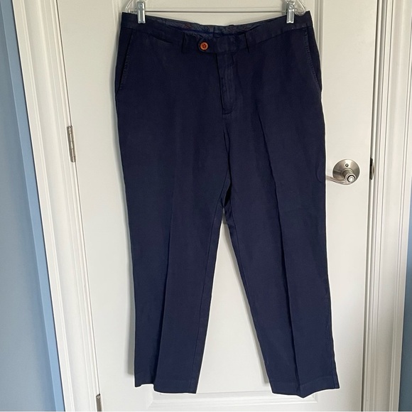 Tommy Bahama Dark Blue Linen Blend Straight Chino Pants 35x30 35841 - Picture 3 of 13